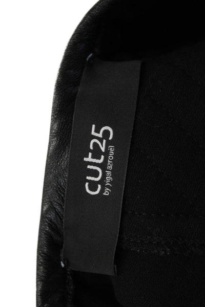 Cut25 Womens Leather Contrast Sleeveless Peplum Tank Top Black Size 2