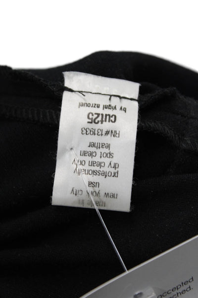 Cut25 Womens Leather Contrast Sleeveless Peplum Tank Top Black Size 2