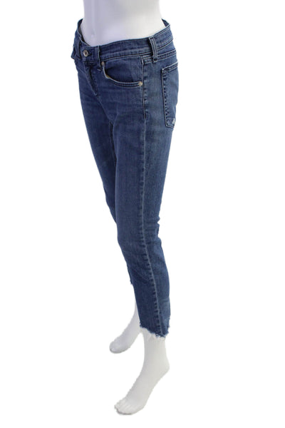 Rag & Bone Womens Mid Rise Dre Capri Raw Hem Slim leg Jeans Blue Cotton Size 25