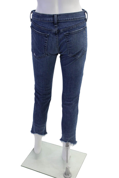 Rag & Bone Womens Mid Rise Dre Capri Raw Hem Slim leg Jeans Blue Cotton Size 25