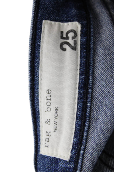 Rag & Bone Womens Mid Rise Dre Capri Raw Hem Slim leg Jeans Blue Cotton Size 25
