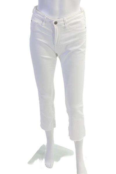 AG Adriano Goldschmied Womens The Jodi Crop High Rise Jeans White Cotton Sze 25