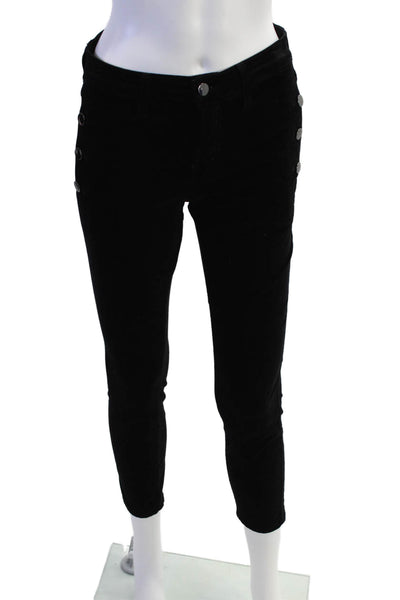 J Brand Womens High Rise Button Waist Skinny Leg Zion Pants Black Cotton Size 26