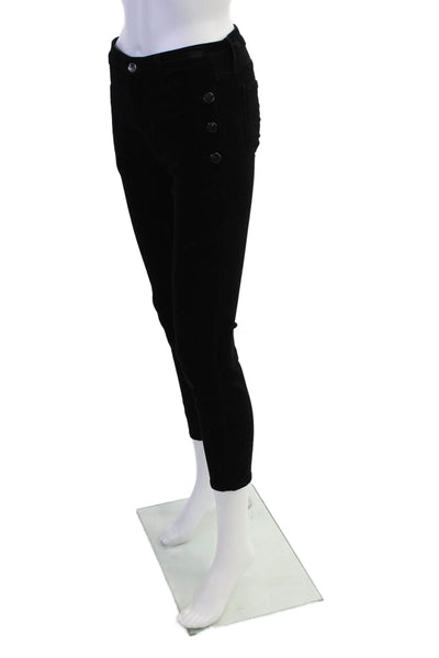 J Brand Womens High Rise Button Waist Skinny Leg Zion Pants Black Cotton Size 26