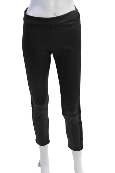 10 Crosby Derek Lam Womens Leather High Rise Slim Leg Pants Black Size 2