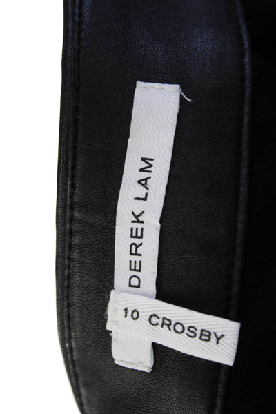 10 Crosby Derek Lam Womens Leather High Rise Slim Leg Pants Black Size 2