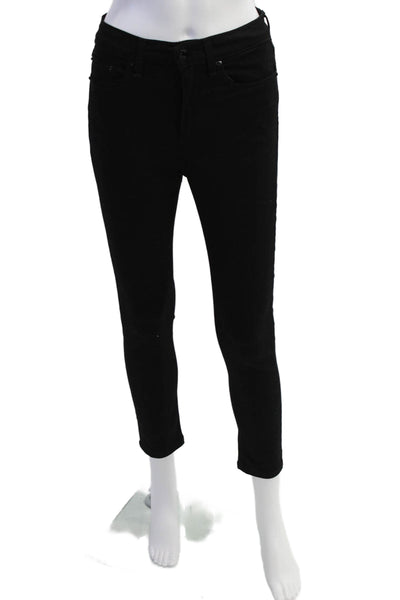 Rag & Bone Womens Nina High Rise Ankle Skinny Leg Jeans Black Cotton Size 25