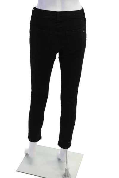 Rag & Bone Womens Nina High Rise Ankle Skinny Leg Jeans Black Cotton Size 25