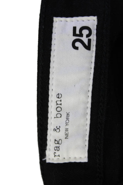 Rag & Bone Womens Nina High Rise Ankle Skinny Leg Jeans Black Cotton Size 25
