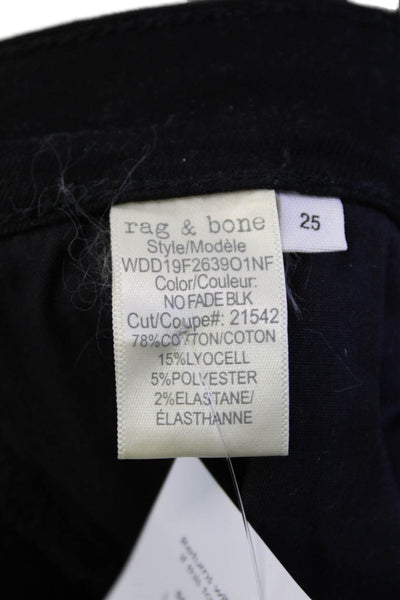 Rag & Bone Womens Nina High Rise Ankle Skinny Leg Jeans Black Cotton Size 25