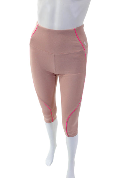 Good American Womens Stretch Mid-Rise Cropped Activewear Leggings Pink Size 0