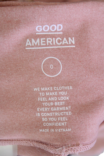 Good American Womens Stretch Mid-Rise Cropped Activewear Leggings Pink Size 0