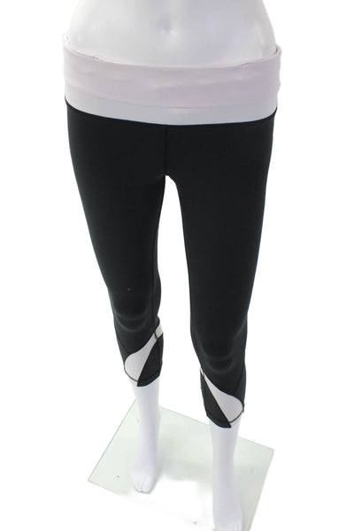 Lululemon Womens Striped Low-Rise Cropped Activewear Leggings Black Size 6