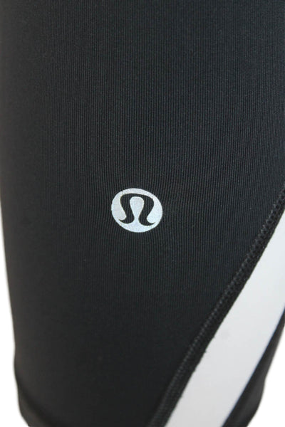 Lululemon Womens Striped Low-Rise Cropped Activewear Leggings Black Size 6