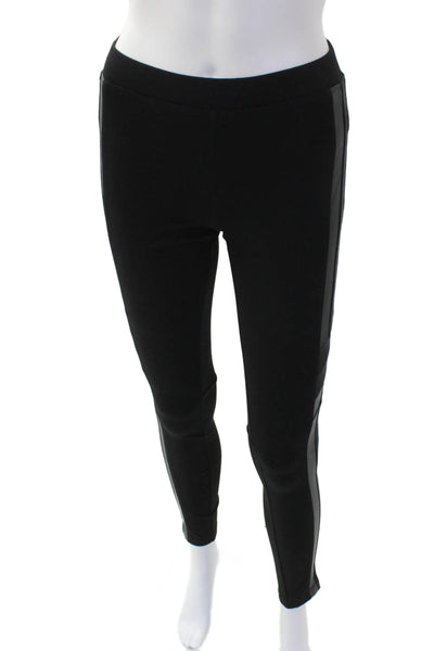 Sanctuary Womens Fux Leather Trim Elastic Waist Mid-Rise Leggings Black Size XS