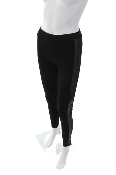 Sanctuary Womens Fux Leather Trim Elastic Waist Mid-Rise Leggings Black Size XS