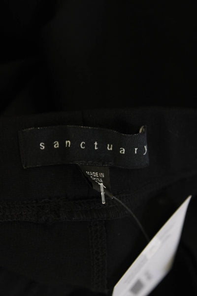 Sanctuary Womens Fux Leather Trim Elastic Waist Mid-Rise Leggings Black Size XS