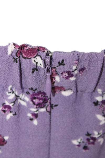 Wayf Womens Floral Cowl Neck Zip Up Sleeveless Mini Dress Purple Size XS