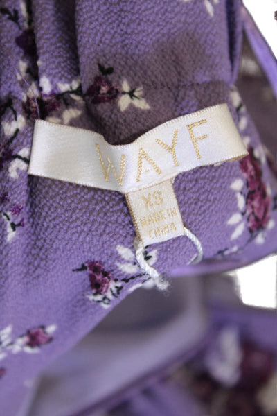 Wayf Womens Floral Cowl Neck Zip Up Sleeveless Mini Dress Purple Size XS