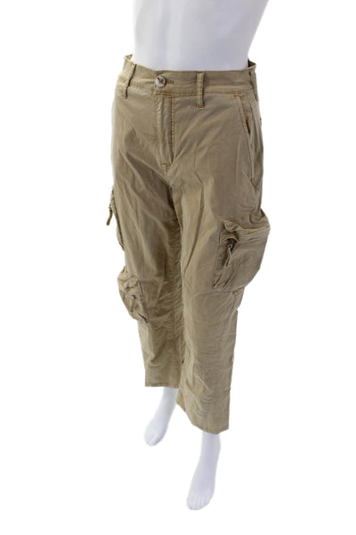 Pistola Womens Cotton High Rise Straight Leg Cargo Pants Beige Size 26