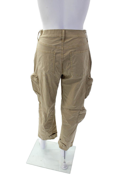 Pistola Womens Cotton High Rise Straight Leg Cargo Pants Beige Size 26