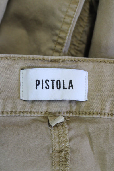Pistola Womens Cotton High Rise Straight Leg Cargo Pants Beige Size 26