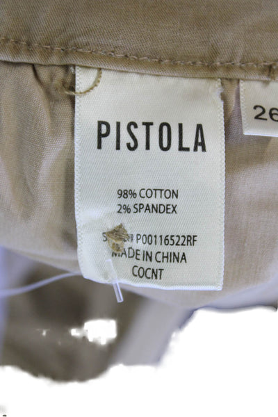 Pistola Womens Cotton High Rise Straight Leg Cargo Pants Beige Size 26