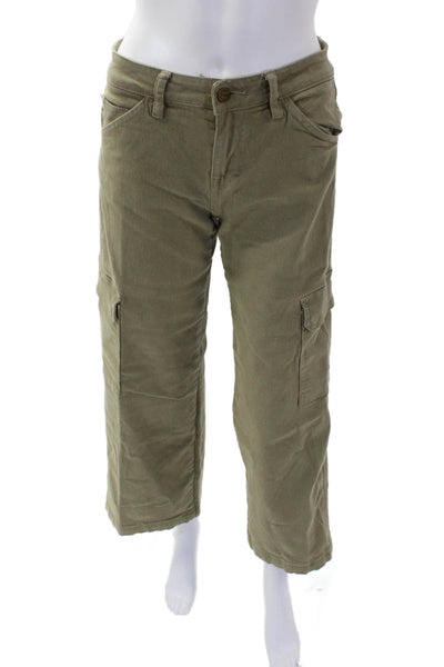 Mica Womens High Waisted Wide Leg Cargo Pants Green Size 24