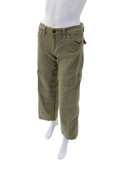 Mica Womens High Waisted Wide Leg Cargo Pants Green Size 24