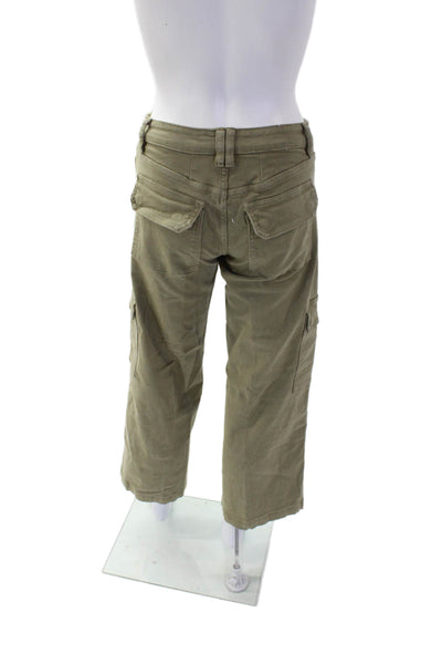 Mica Womens High Waisted Wide Leg Cargo Pants Green Size 24