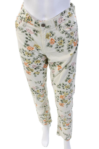 Citizens of Humanity Womens Cotton Floral Mid-Rise Skinny Pants Beige Size 27