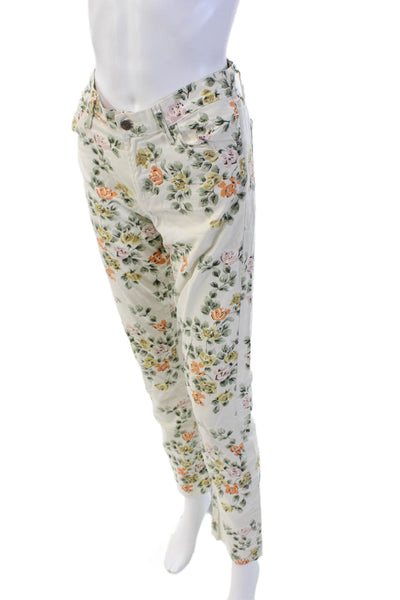 Citizens of Humanity Womens Cotton Floral Mid-Rise Skinny Pants Beige Size 27