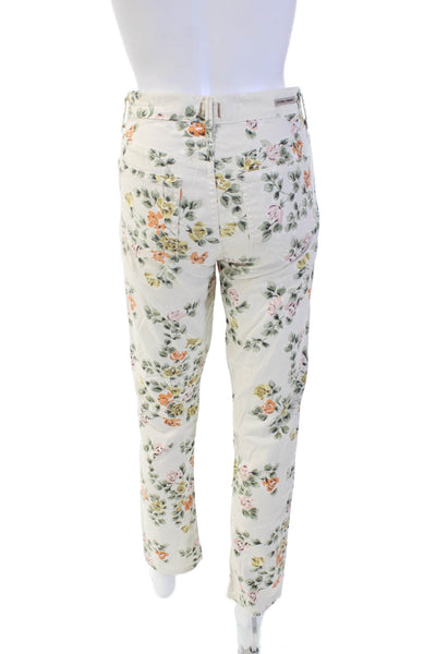 Citizens of Humanity Womens Cotton Floral Mid-Rise Skinny Pants Beige Size 27