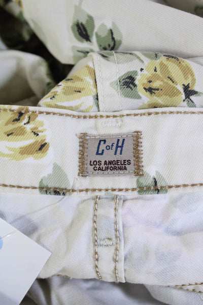 Citizens of Humanity Womens Cotton Floral Mid-Rise Skinny Pants Beige Size 27