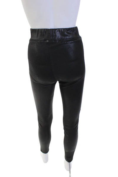 L'Agence Womens High Rise Elastic waist Faux Leather Leggings Black Size XS