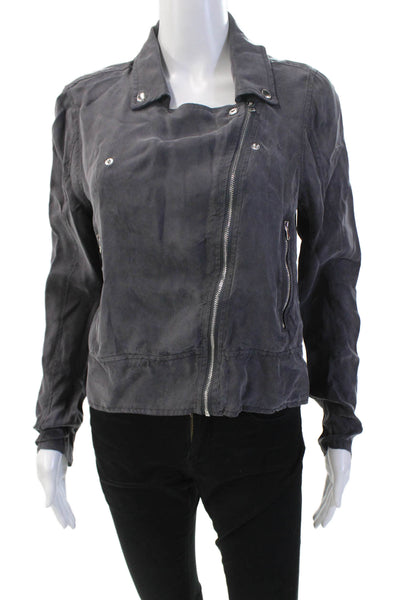 Blank NYC Womens Long Sleeve Lightweight Biker Jacket Gray Size S