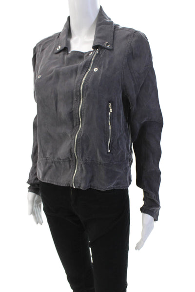 Blank NYC Womens Long Sleeve Lightweight Biker Jacket Gray Size S