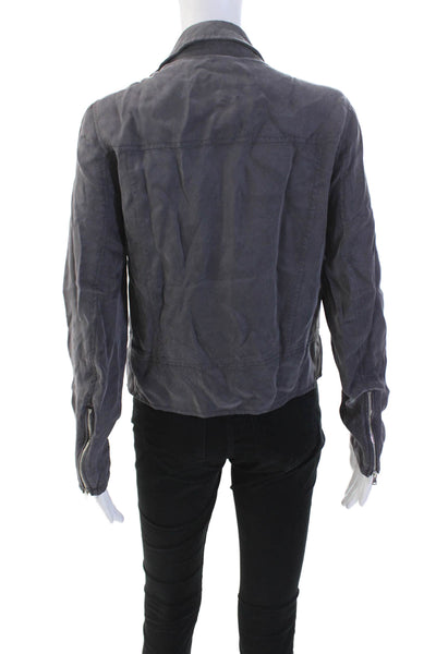 Blank NYC Womens Long Sleeve Lightweight Biker Jacket Gray Size S