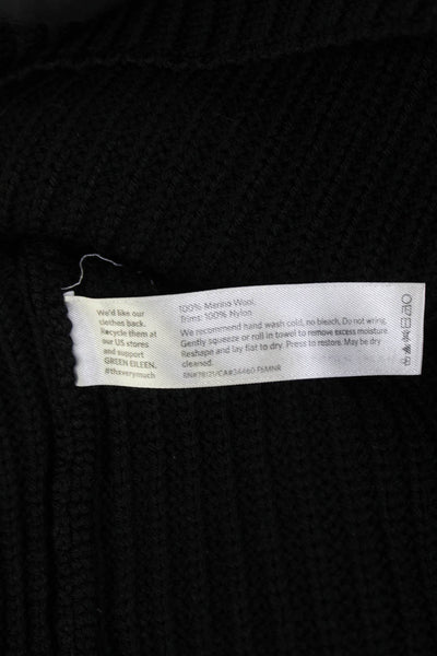Eileen Fisher Womens Merino Wool Sleeveless Full Zip Sweater Vest Black Size XS