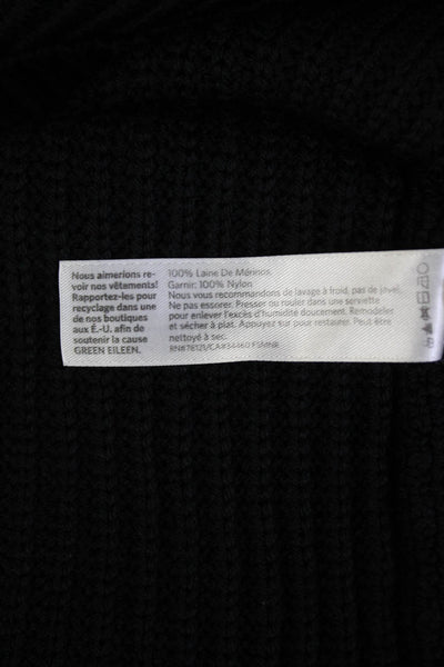 Eileen Fisher Womens Merino Wool Sleeveless Full Zip Sweater Vest Black Size XS