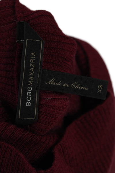BCBGMAXAZRIA Womens Sleeveless Turtleneck Tunic Sweater Red Wool Size XS