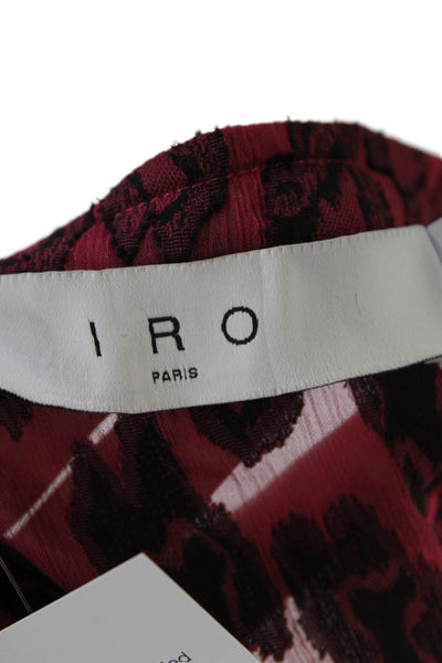IRO Womens Long Sleeve Neck Cheetah Printed Top Shirt Pink Size FR 36