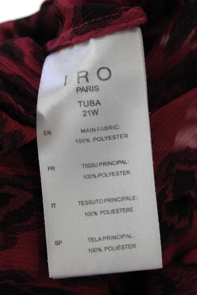 IRO Womens Long Sleeve Neck Cheetah Printed Top Shirt Pink Size FR 36