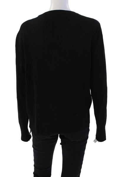 DKNY Womens Long Sleeve Crew Neck Knit Oversized Shirt Black Size Extra Large