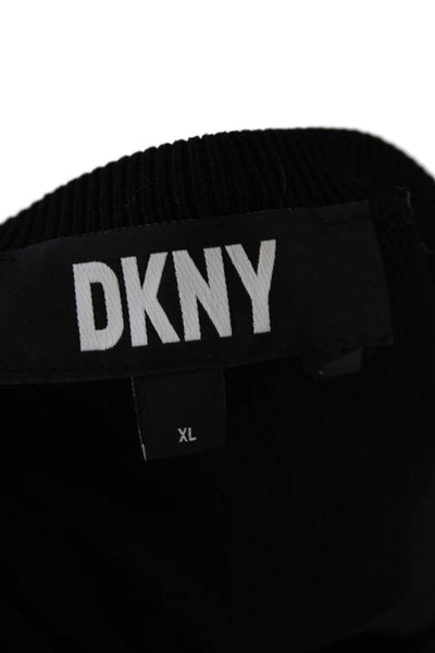 DKNY Womens Long Sleeve Crew Neck Knit Oversized Shirt Black Size Extra Large