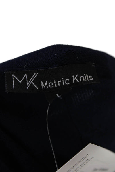 Metric Knits Womens Long Sleeve Scoop Neck Sweatshirt Navy Blue Size Large