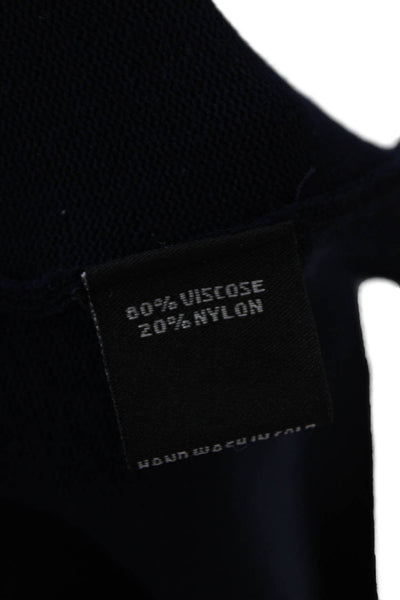 Metric Knits Womens Long Sleeve Scoop Neck Sweatshirt Navy Blue Size Large