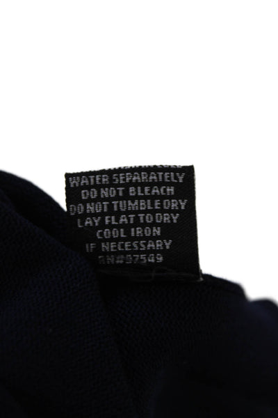 Metric Knits Womens Long Sleeve Scoop Neck Sweatshirt Navy Blue Size Large