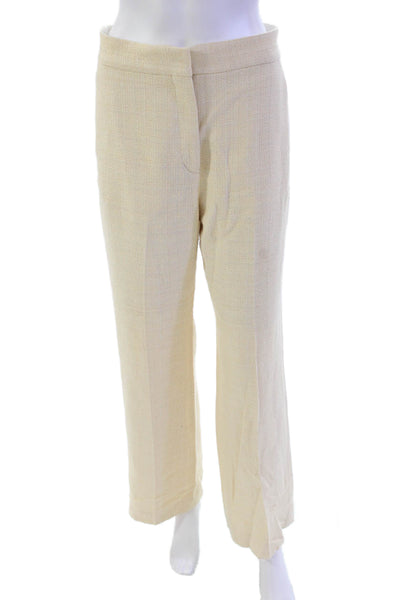 Sandro Womens Zipper Fly High Rise Pleated Knit Pants Beige Size FR 38