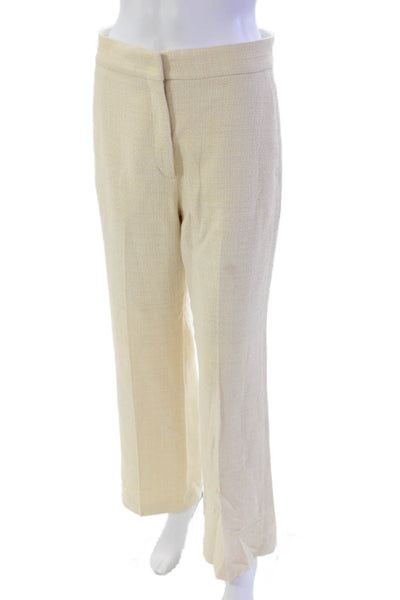Sandro Womens Zipper Fly High Rise Pleated Knit Pants Beige Size FR 38
